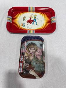 lot 0509 image: Decorative Metal Rolling Trays