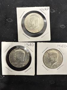 lot 0537 image: 1968-D Kennedy Half Dollars