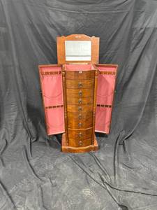 lot 0589 image: Wooden Jewelry Armoire