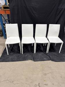 lot 0621 image: White Contemporary Dining Chairs