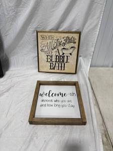 lot 0636 image: Humorous Framed Wall Signs