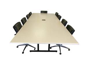 lot 7 image: 12 Foot Conference Table with Power Pack and 9 Chairs