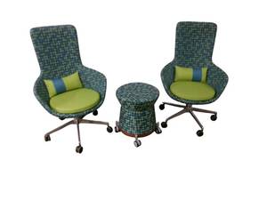 lot 13 image: 2 Keilhauer Swivel Chairs with Stool