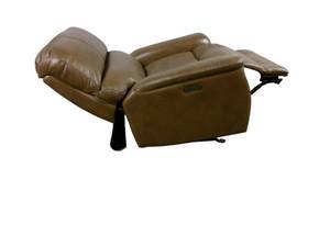 lot 22 image: Leather Rocking Power Recliner with Power Headrest and USB Ports