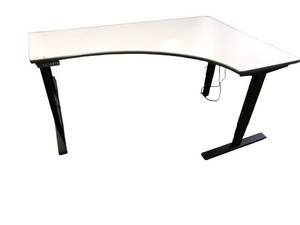 lot 36 image: Power Sit Stand Desk with Memory Settings Left Return that measures 70 wide  46 deep  Adjusts between 24.5 to 50 tall