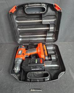 lot 10 image: Black & Decker 18V Cordless Drill with Stud Sensor and Carrying Case
