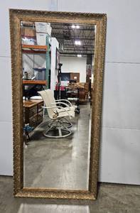 lot 39 image: Large Ornate Gold Framed Wall Mirror 63x30 Inches