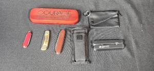 lot 57 image: Collection of Pocket Knives, Wooden Pen Set, and Accessories