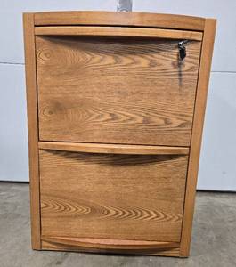 lot 72 image: 2-Drawer Wood Office Filing Cabinet with Lock and Key