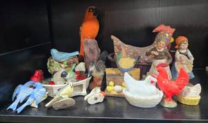 lot 87 image: Collection of Vintage Bird and Chicken Figurines with Farm Theme