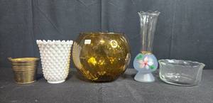 lot 90 image: Collection of Vintage Glass and Metal Vases and Bowls