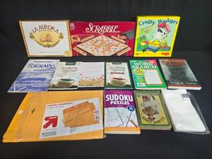 lot 96 image: Board Game and Book Lot with Puzzles, Word Games, and Vintage Cards