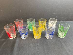 lot 101 image: Set of Vintage Nursery Rhyme Juice Glasses Assorted Colors