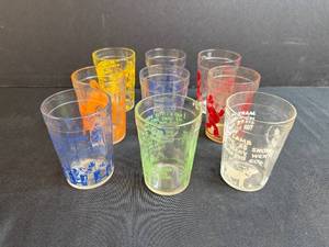 lot 110 image: Set of Vintage Nursery Rhyme Juice Glasses Multicolor