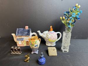 lot 130 image: Collection of Assorted Decorative Figurines and Teapots