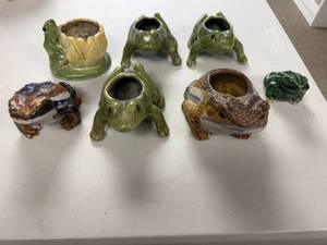 lot 131 image: Collection of Ceramic Frog Planters and Figurines