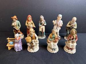 lot 143 image: Set of Vintage Hand-Painted Elderly Figurines Collection