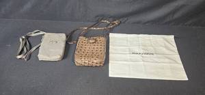 lot 150 image: Brahmin Embossed Leather Crossbody Purse with Dust Bag and Baggallini Fabric Shoulder Bag