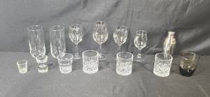 lot 160 image: Assorted Barware Glassware Set with Cocktail Shaker