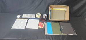 lot 161 image: Office Supply Lot with Apple Wireless Keyboard, Mouse, Notepads, Tape, and More