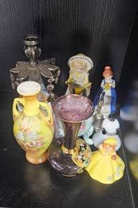 lot 229 image: Collection of Vintage Porcelain Figurine Bells and Decorative Vases