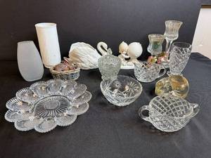 lot 241 image: Collection of Vintage Glassware and Decorative Figurines