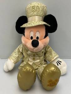 lot 5 image: Disneyland 50th Anniversary Limited Edition Of 1,200  Gold Tux Mickey Mouse Plush 14