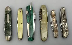 lot 19 image: Misc. Vintage Collectible Pearl Handled Pocket knives Including Solingen And More