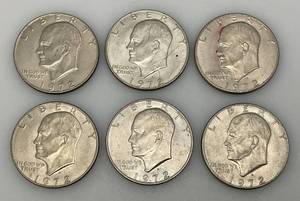 lot 34 image: 1972 D Eisenhower One Dollar Coins