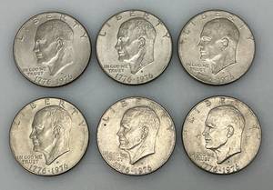 lot 39 image: 1776-1976 D Bicentennial Eisenhower One Dollar Coins