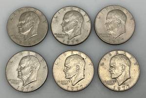 lot 41 image: 1977 D Eisenhower One Dollar Coins