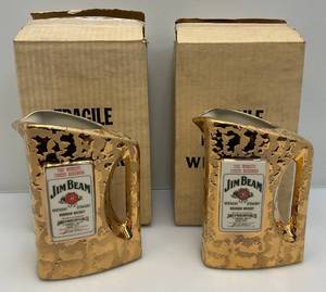 lot 132 image: Two Collectible JIM BEAM  Golden Pitchers In Original Boxes