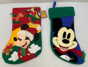 lot 138 image: Vintage Collectible JUMBO Mickey Mouse Christmas Stockings 1 New Old Stock With Tag