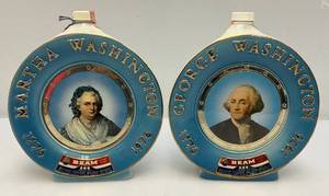 lot 191 image: Vintage 1970s Bicentennial George And Martha Washington Jim Beam Decanters