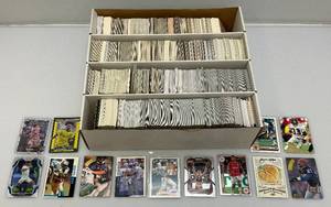 lot 223 image: Large Box Of Misc. Unsorted Sports Cards Some With Protective Sleeves