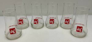 lot 237 image: 1970s 7UP The Uncola Upside Down Logo Drinking Glass Retro Soda Promo Glasses (Set Of 6)