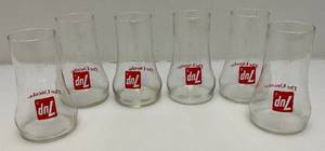 lot 238 image: 1970s 7UP The Uncola Upside Down Logo Drinking Glass Retro Soda Promo Glasses (Set Of 6)
