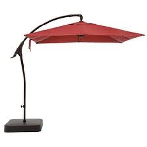 Hampton Bay 8 ft. Square Aluminum and Steel Cantilever Offset Outdoor Patio Umbrella in Chili Red Customer Returns See Pictures