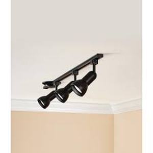 lot 37 image: Hampton Bay 4 ft. 3-Light Black Linear Track Lighting Kit with Medium Step Heads  Customer Returns See Pictures