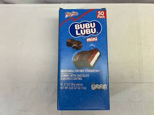 lot 250 image: 50 pack Bubu Lubu Chocolate Covered Strawberry & Marshmallow Individually Wrapped