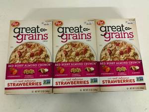 lot 53 image: 3x 1Post Great Grains Cereal-Red Berry Almond Crunch-Best Buy Date 12027