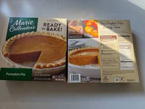 lot 90 image: CC. 2x Marie Callenders Pumpkin Pie