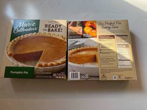 lot 93 image: CC. 2x Marie Callenders Pumpkin Pie