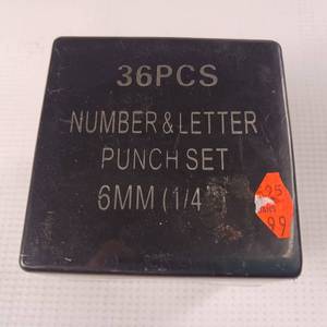 lot 46 image: 36 pc � 6MM - Numbers & Letters Punch set � MetalLeather craft stamps