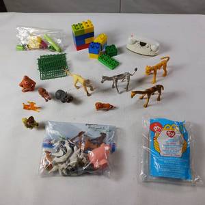 lot 95 image: Bendy Legs and other farm animals � Nook the Husky � Beanie Baby � Legos