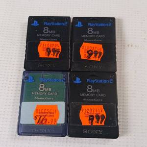 lot 107 image: 8 MB, x4 - Playstation 2 memory cards, magic gate Sony brand.�