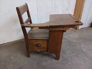 lot 155 image: Antique School House Desk with Side Drawer