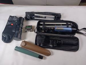 lot 166 image: Lot of Tripods and scopes - super telephoto - Binoculars and telescope 36350 Carson - This lot looks great )