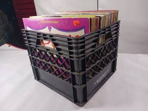 lot 172 image: Milk Crate Chock Full of Vintage Vinyl LPs