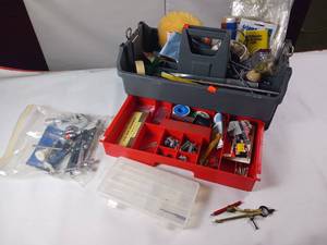 lot 174 image: Lot of Tools and Misc Parts - Vintage can opener - buffing pads - pipe cutters - flaring tools